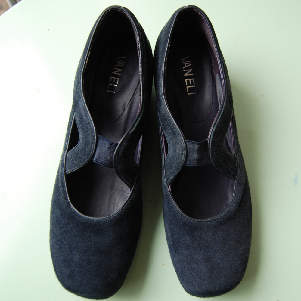 Navy Suede Wedges (Narrow)